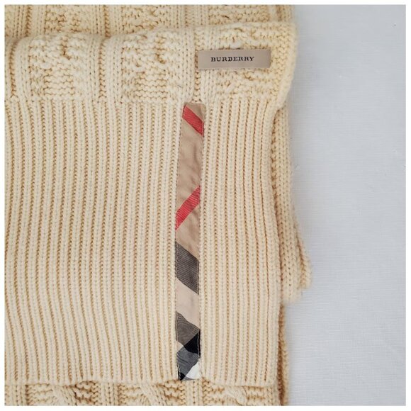 Burberry Authentic Wool/Cashmere Scarf Chunky Oversize Cable Knit Unisex 13 x 86 - Picture 3 of 16